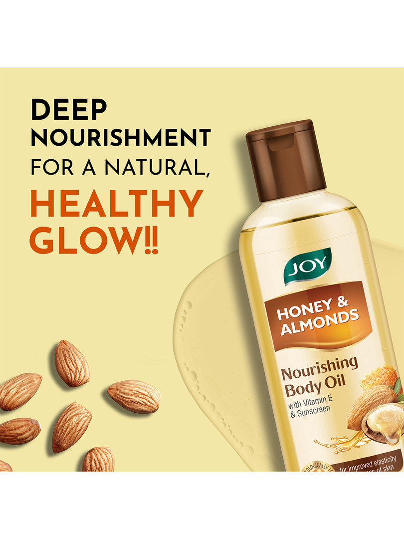 JOY Honey & Almonds Nourishing Body Oil, With Vitamin E & Sunscreen - 200 ml